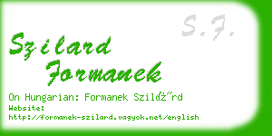 szilard formanek business card